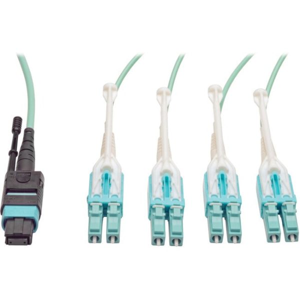 Tripp Lite 2M Fiber Optic Fan-out Cable Push   Pull Tab MTP MPO to 8 x LC 40Gbase OM3 Plenum Aqua 6ft 6  2 Meter Online